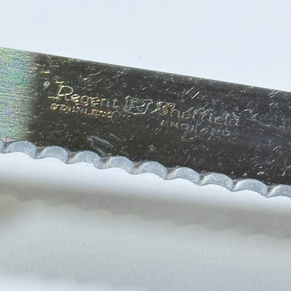 VTG Regent Sheffield Serrated Bread Knife Kitchen Tool Cream Faux‎ Stag England